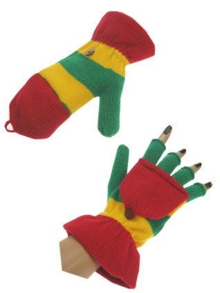 Vingerloze handschoen rood/geel/groen met kapje mt. 20 cm-0