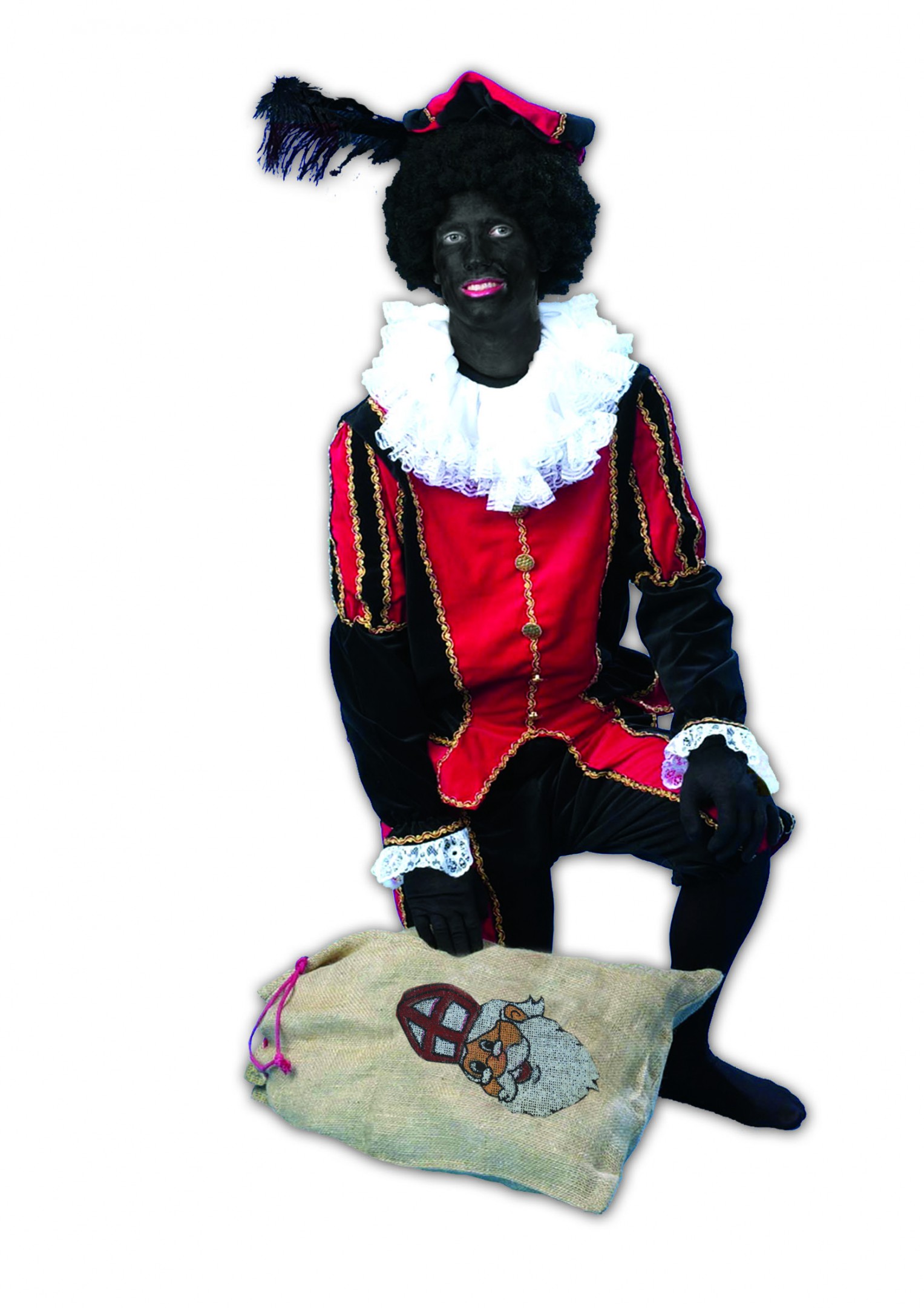 hoop Azië Pornografie Zwarte Pieten pak rood / zwart - bij Party-Time.nl