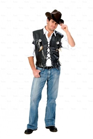 Cowboy vest leder zwart-0