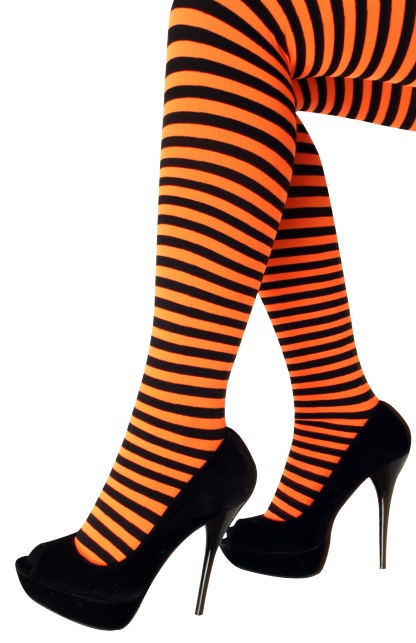 Onderzoek het Door Wegenbouwproces Panty streep oranje/zwart one size | Feestwinkel Party-Time