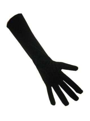 Handschoenen stretch zwart luxe nylon 30 cm. (Piet)