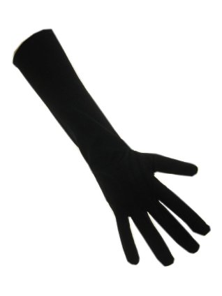 Handschoenen stretch zwart luxe nylon 35 cm. (Piet)
