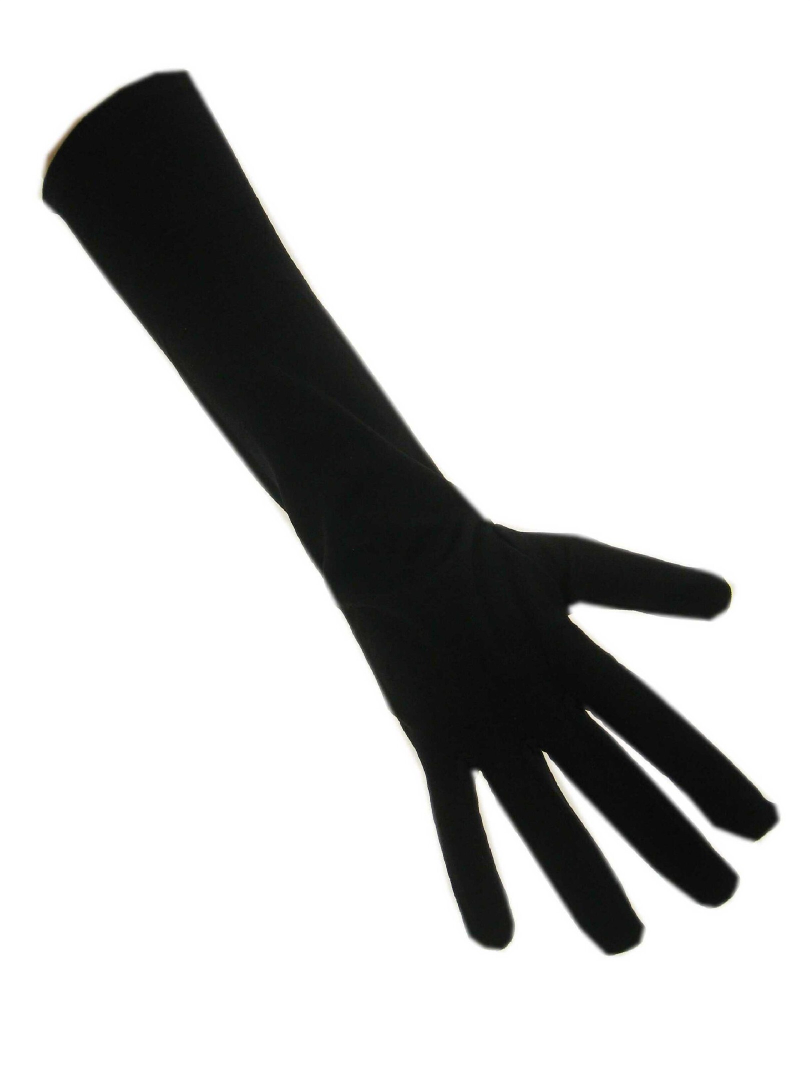 Handschoenen stretch zwart luxe nylon 40 cm. (Piet)
