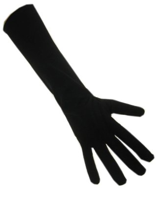 Handschoenen stretch zwart luxe nylon 50 cm. (Piet)