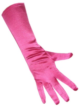 Handschoenen satijn stretch luxe 40 cm hard roze one size
