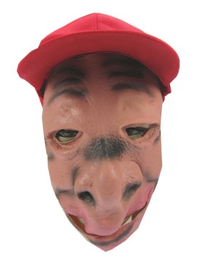 Masker rubber met pet rond gezicht met opstaande neus