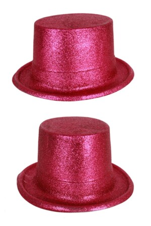Hoge hoed plastic glitter pink