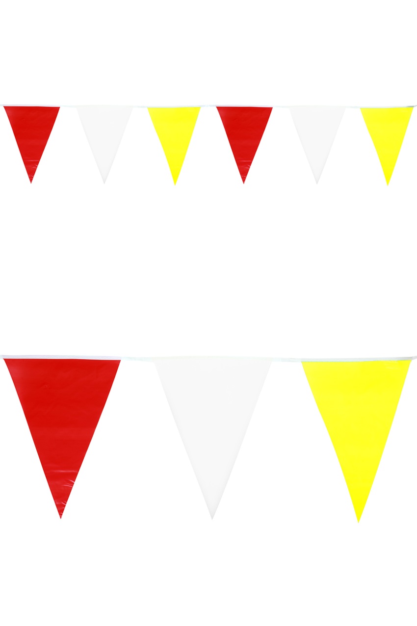 Vooruitgang Metropolitan Veroveraar Vlaggenlijn plastic rood/wit/geel 10 meter | Feestwinkel Party-Time